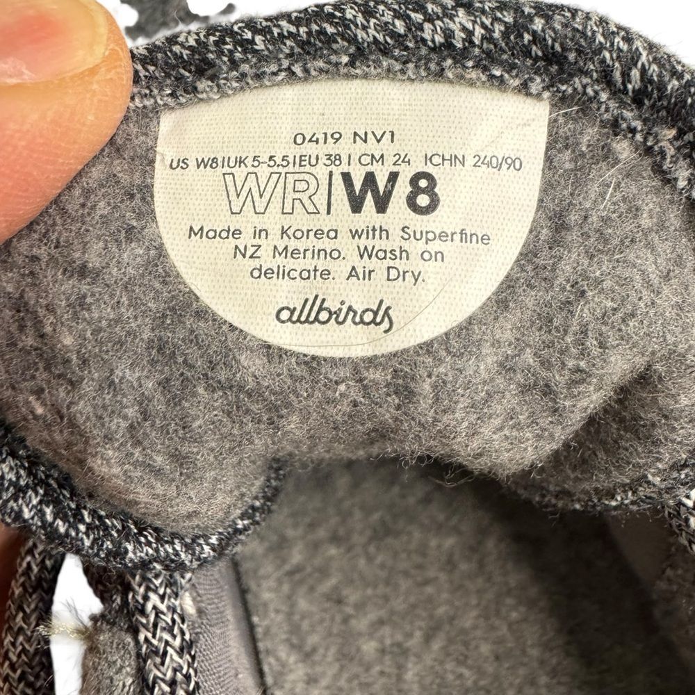 Allbirds Women's Gray Wool Runner Lightweight Lace Up Size 8 - Picture 6 of 6